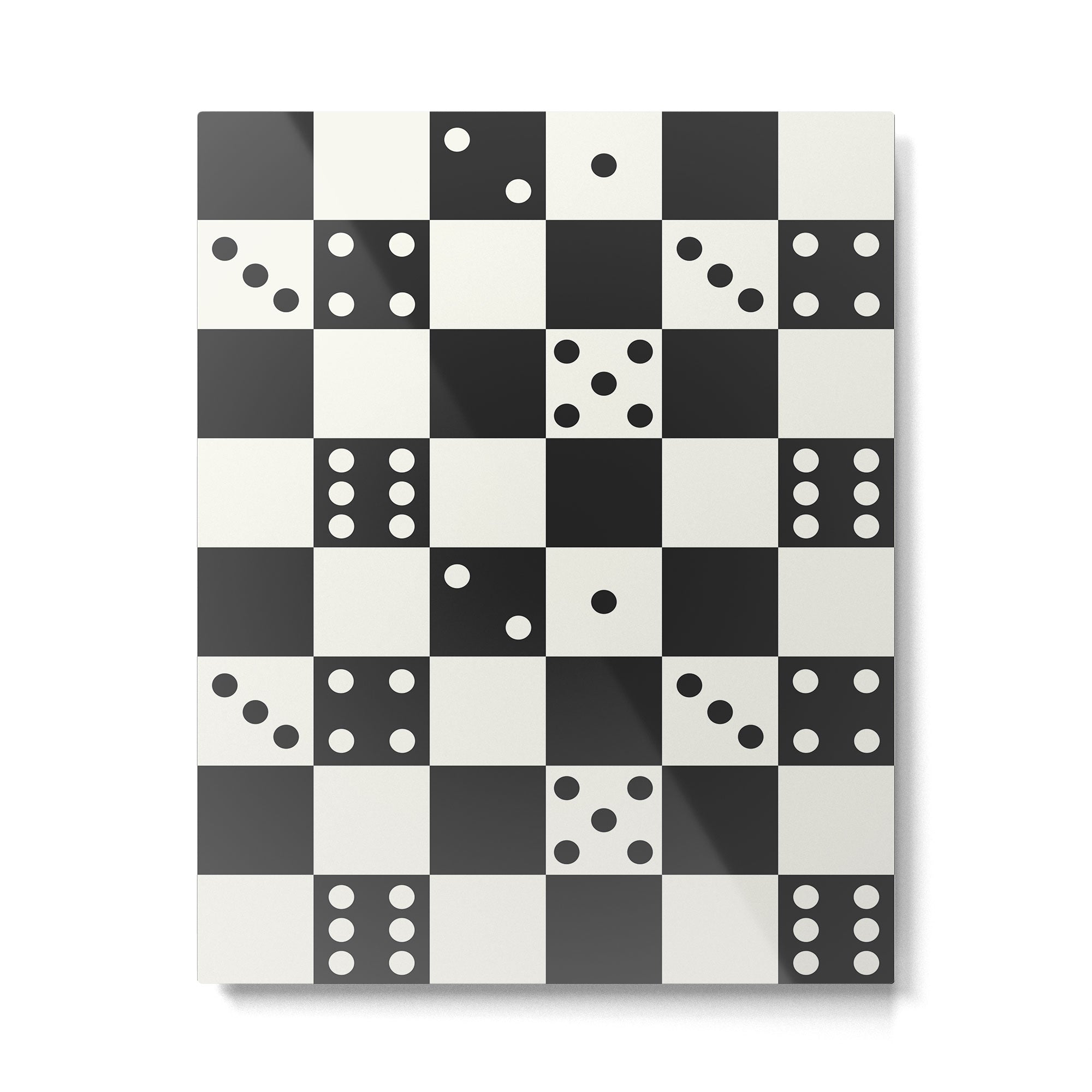 Checkered Dice Pattern (Creamy Milk & Dark Charcoal Color Palette) Metal Print Gallery Image 6
