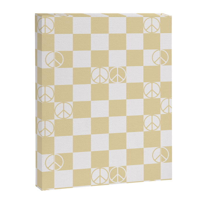 Checkered Peace Sign (Sand Color) Canvas Print Gallery Image 1