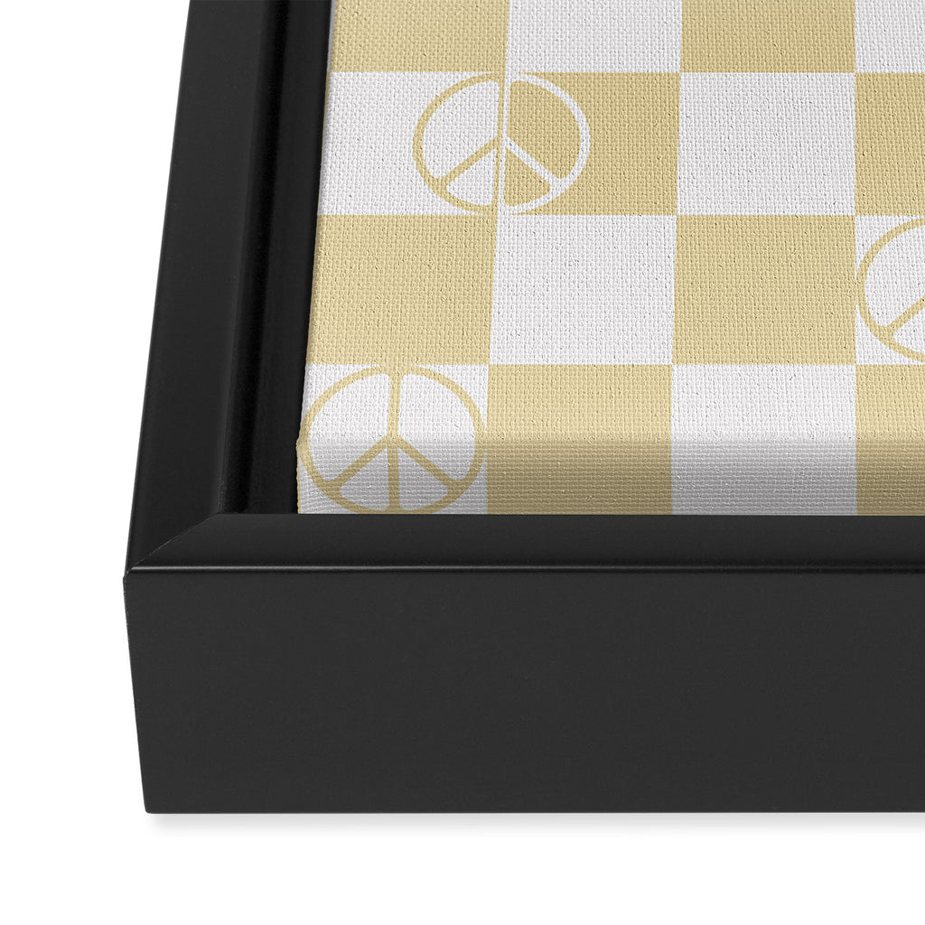 Checkered Peace Sign (Sand Color) Framed Canvas Print Gallery Image 3