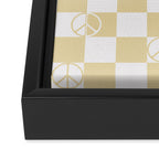 Checkered Peace Sign (Sand Color) Framed Canvas Print Gallery Image 3