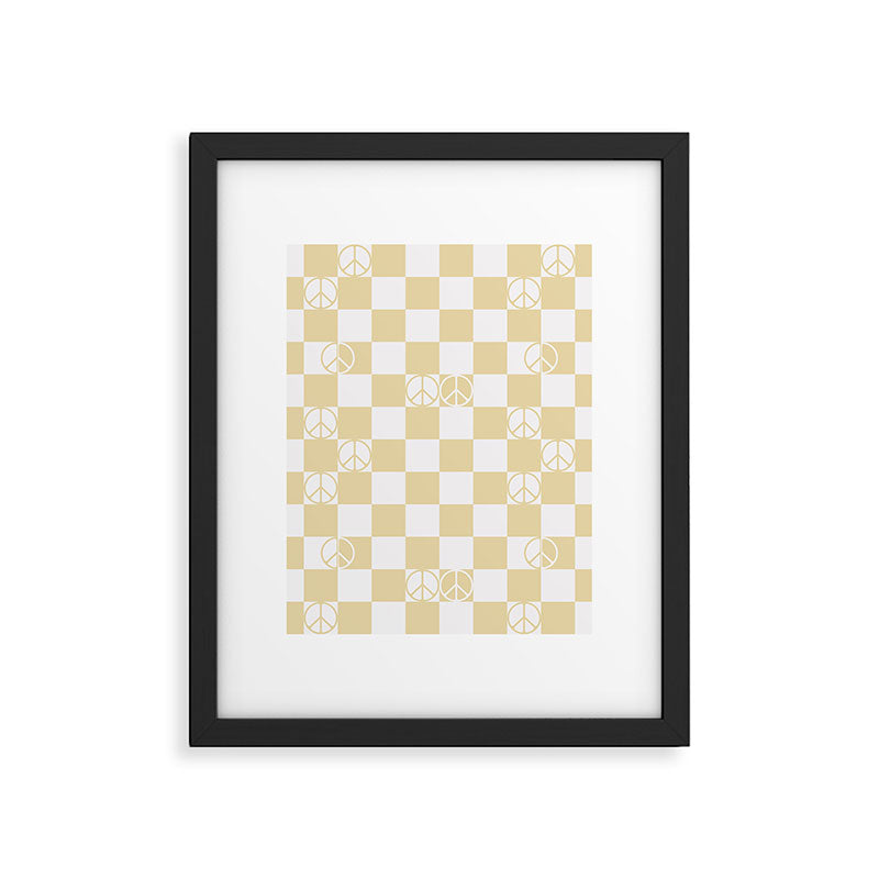 Checkered Peace Sign (Sand Color) Framed Art Print Gallery Image 6