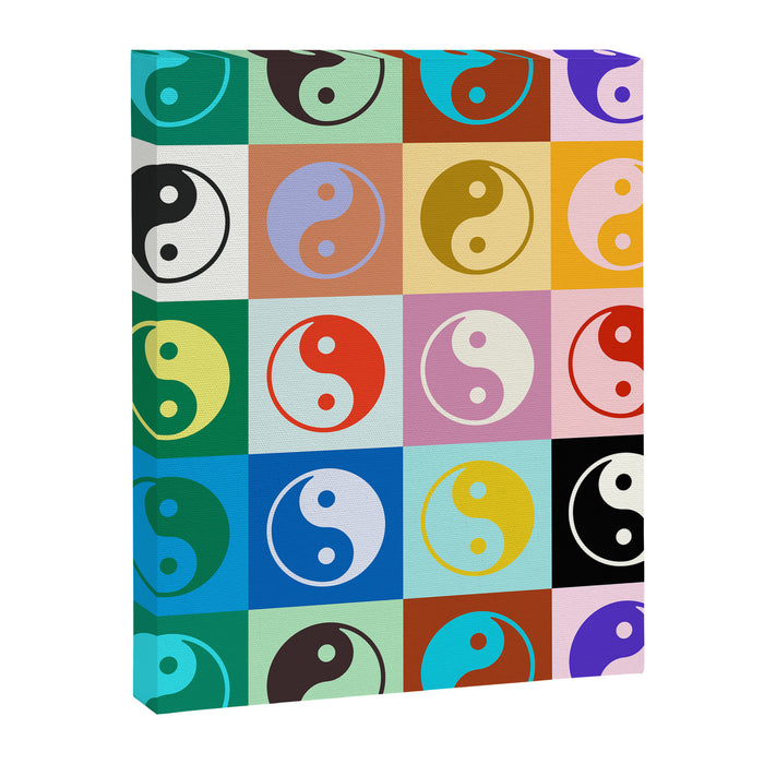Checkered Yin Yang Pattern (Color Block Version) Canvas Print Gallery Image 1