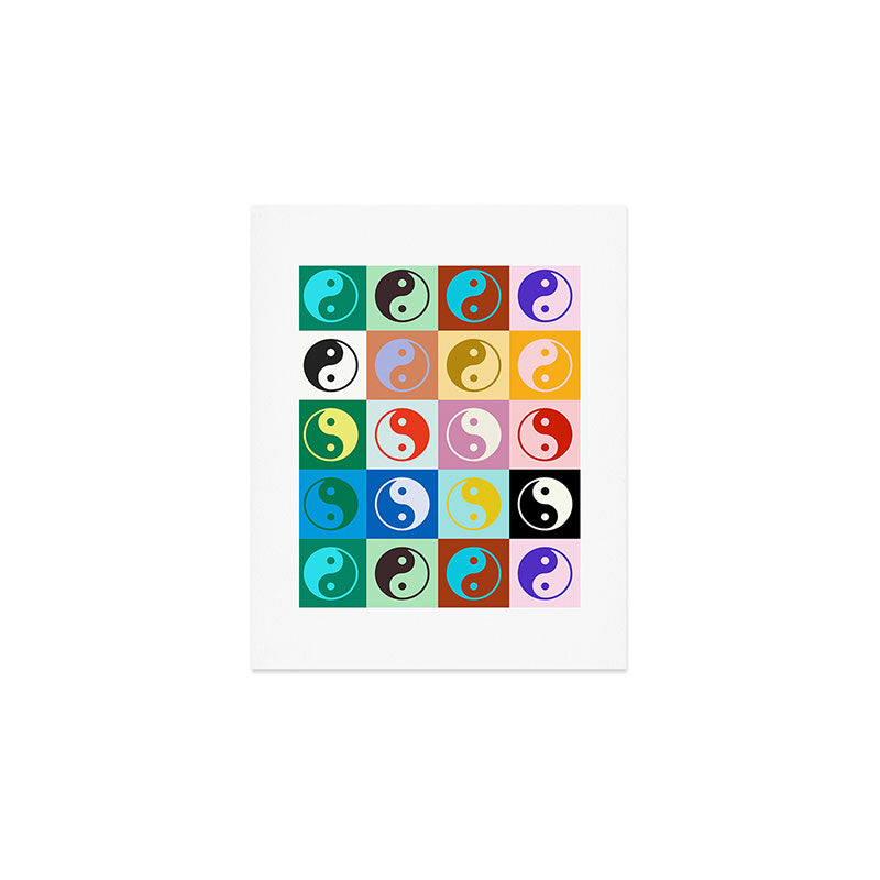 Checkered Yin Yang Pattern (Color Block Version) Art Print Gallery Image 1