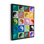 Checkered Yin Yang Pattern (Color Block Version) Framed Canvas Print Gallery Image 2