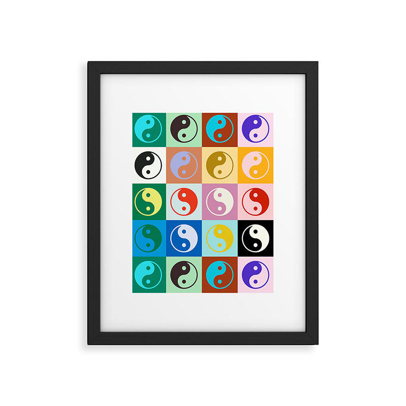 Checkered Yin Yang Pattern (Color Block Version) Framed Art Print Gallery Image 6
