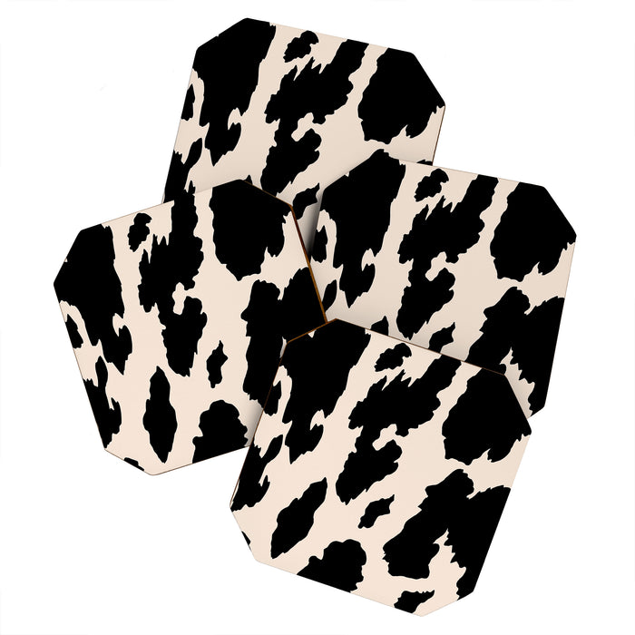 Cow Print (Light Beige & Black) Coaster Gallery Image 1