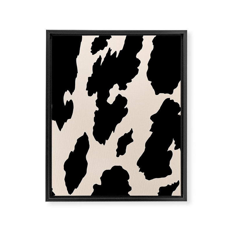Cow Print (Light Beige & Black) Framed Canvas Print Gallery Image 8