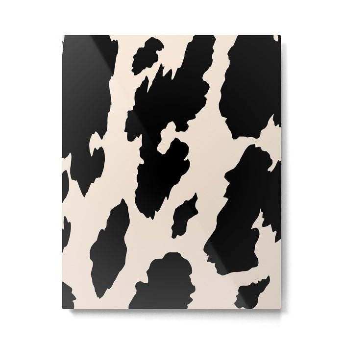 Cow Print (Light Beige & Black) Metal Print Gallery Image 1