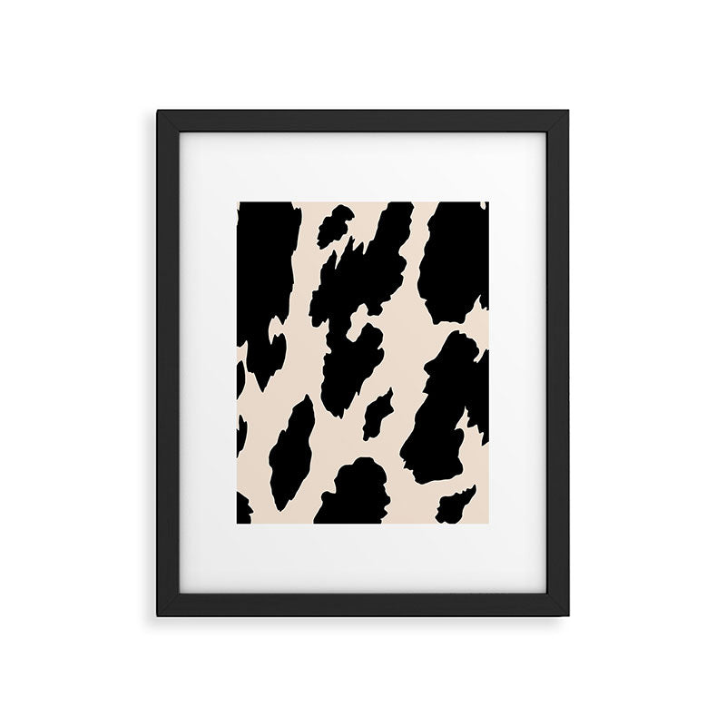 Cow Print (Light Beige & Black) Framed Art Print Gallery Image 6