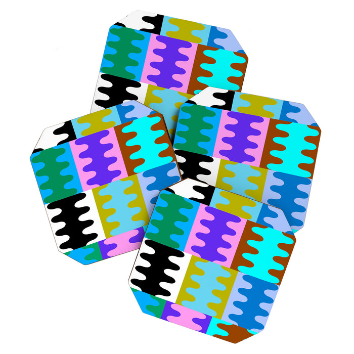 Funky Modern Wavy Shapes 2.0 | Color Block Pattern Coaster Gallery Image 1