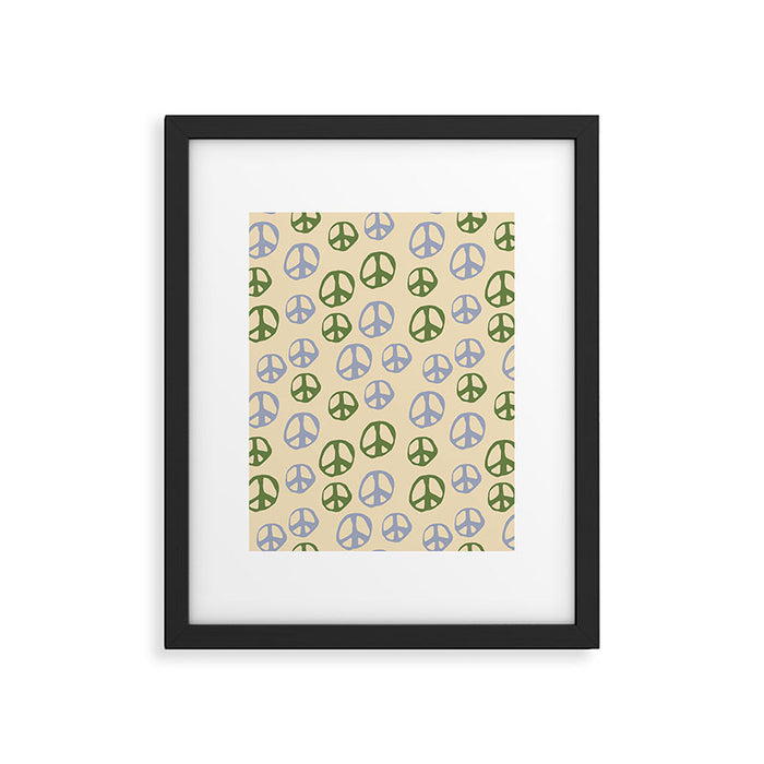 Hand-drawn Peace Symbol Pattern Framed Art Print Gallery Image 1
