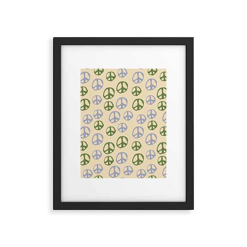 Hand-drawn Peace Symbol Pattern Framed Art Print Gallery Image 6