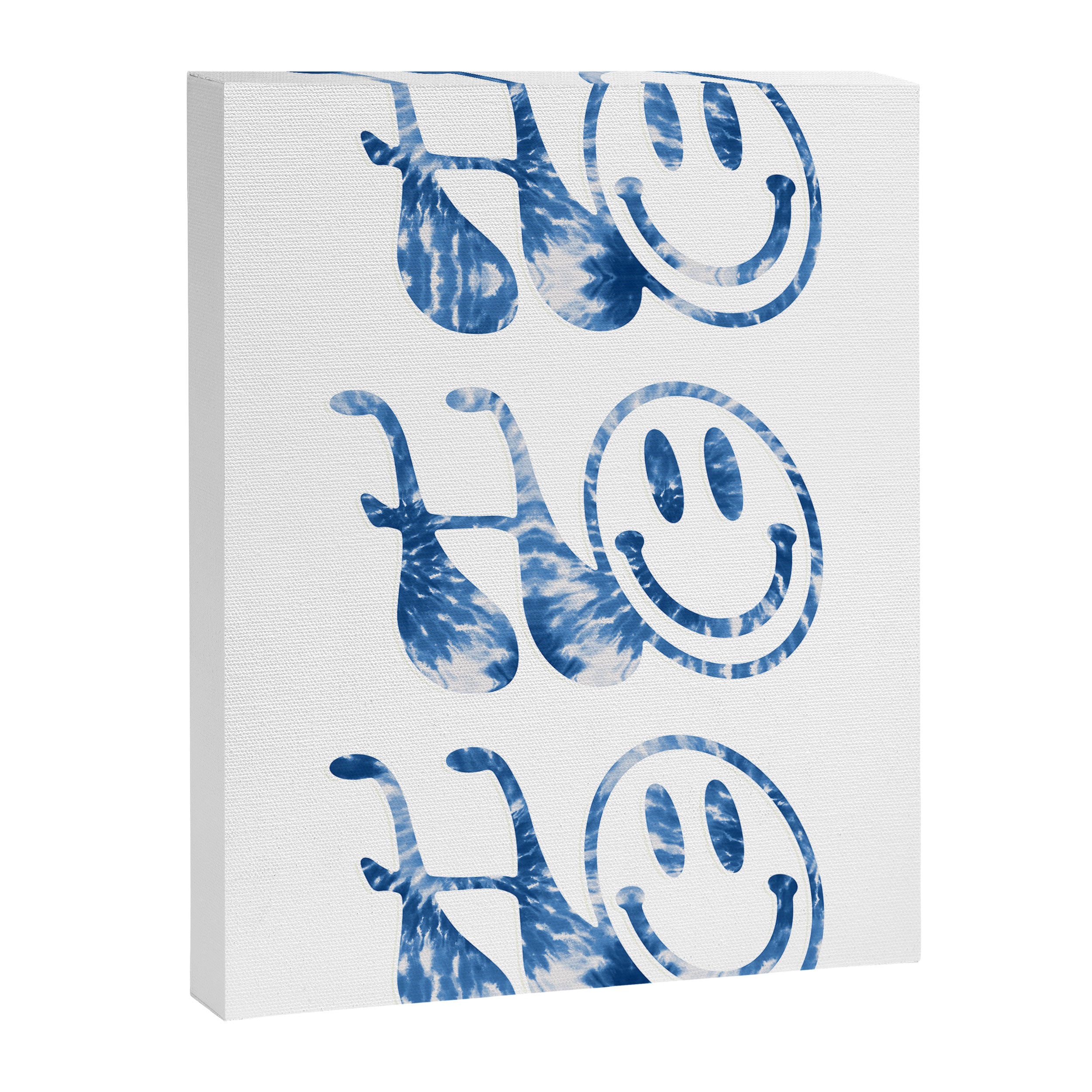 HO-HO-HO! groovy typography \\ blue tie dye and smiley face Canvas Print Gallery Image 6