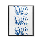 HO-HO-HO! groovy typography \\ blue tie dye and smiley face Framed Canvas Print Gallery Image 6