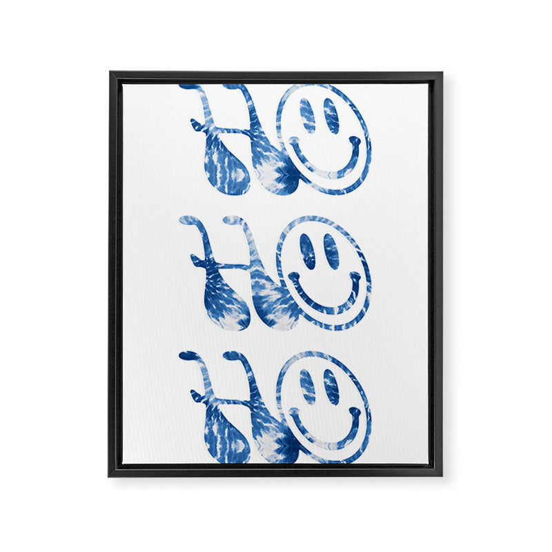 HO-HO-HO! groovy typography \\ blue tie dye and smiley face Framed Canvas Print Gallery Image 6