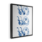 HO-HO-HO! groovy typography \\ blue tie dye and smiley face Framed Canvas Print Gallery Image 2