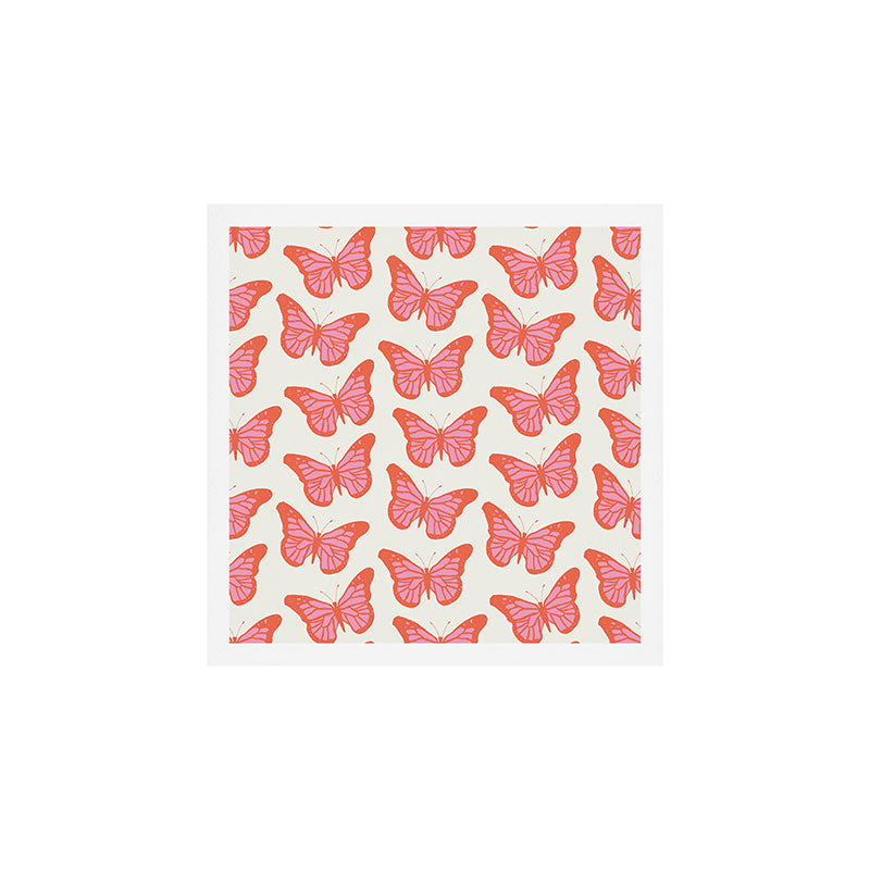 Pink and Orange Butterflies Pattern  Art Print Gallery Image 1