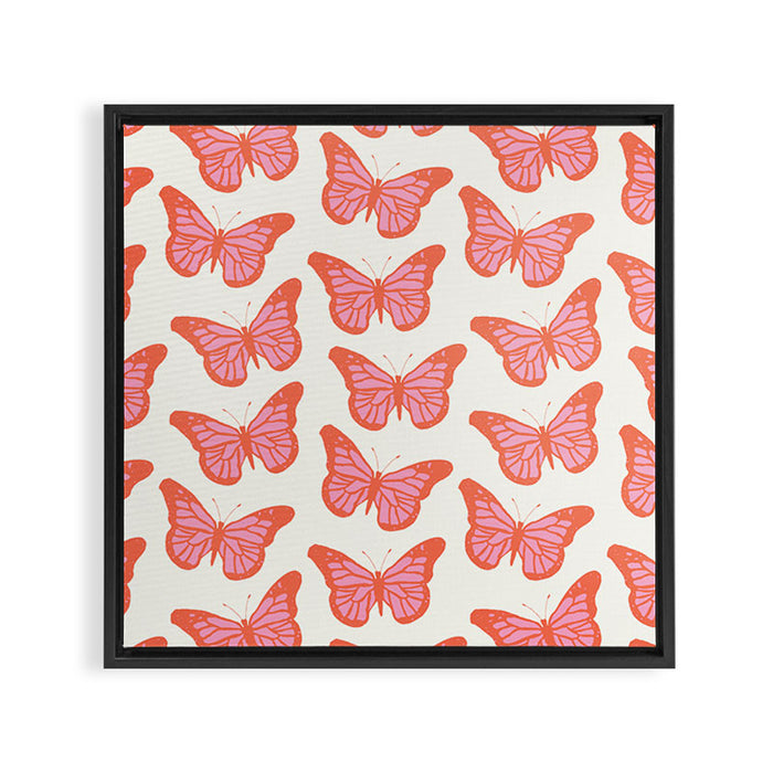 Pink and Orange Butterflies Pattern  Framed Canvas Print Gallery Image 1