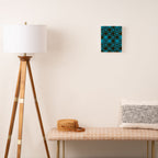 Retro Checkered Pattern (Muted Blue / Dark Green) Canvas Print Gallery Image 2