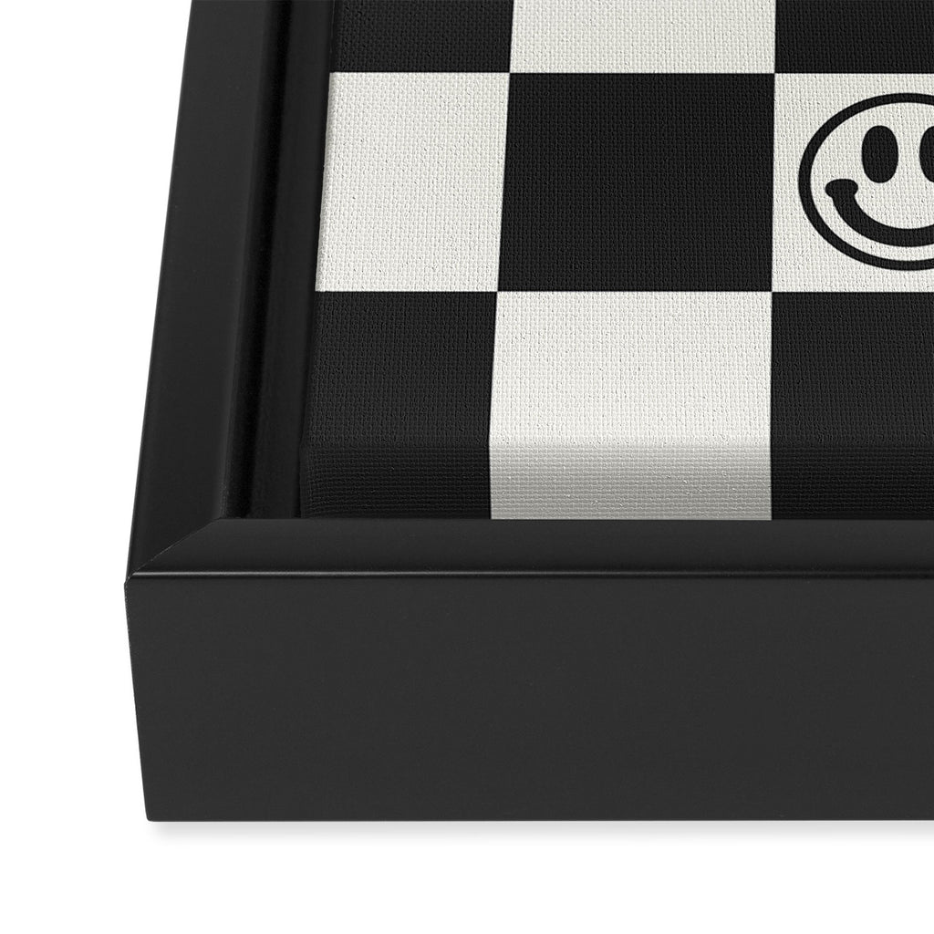 Smiley Face & Checkerboard  Framed Canvas Print Gallery Image 3
