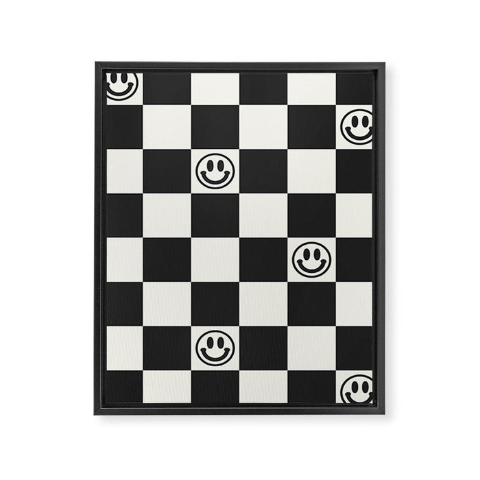 Smiley Face & Checkerboard  Framed Canvas Print Gallery Image 1
