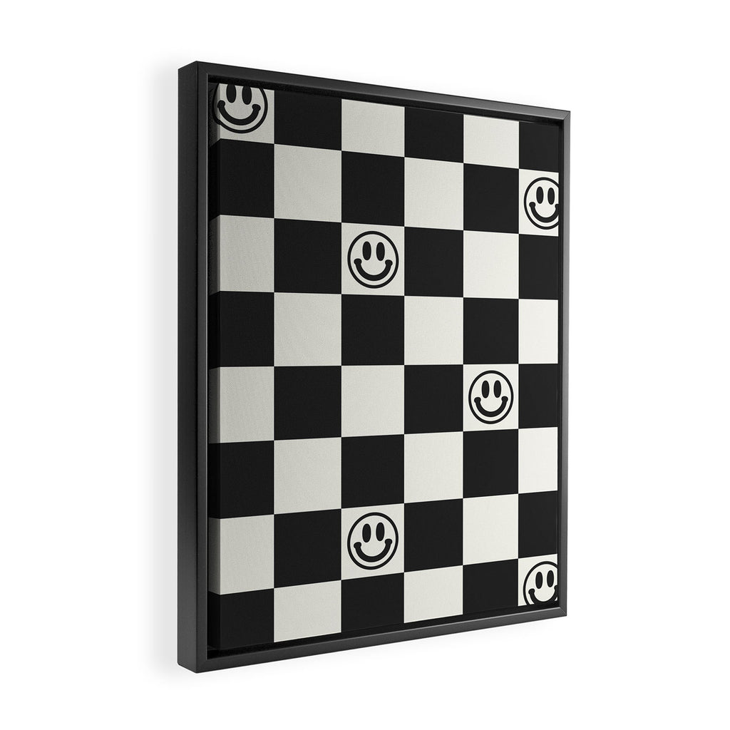 Smiley Face & Checkerboard  Framed Canvas Print Gallery Image 2