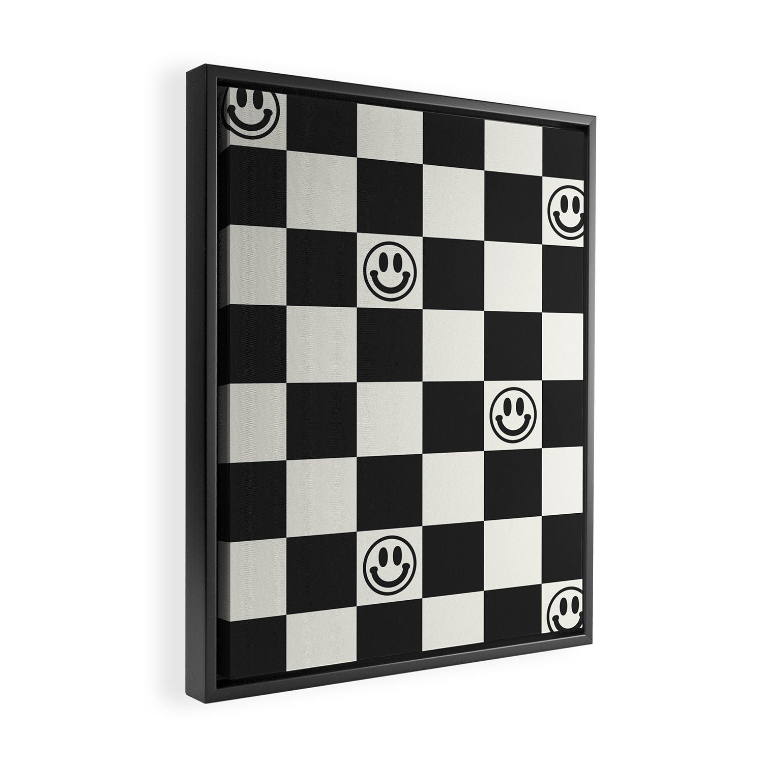 Smiley Face & Checkerboard  Framed Canvas Print Gallery Image 2
