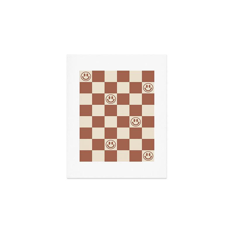 Smiley Face & Checkerboard (Milk Chocolate Colors) Art Print Gallery Image 1