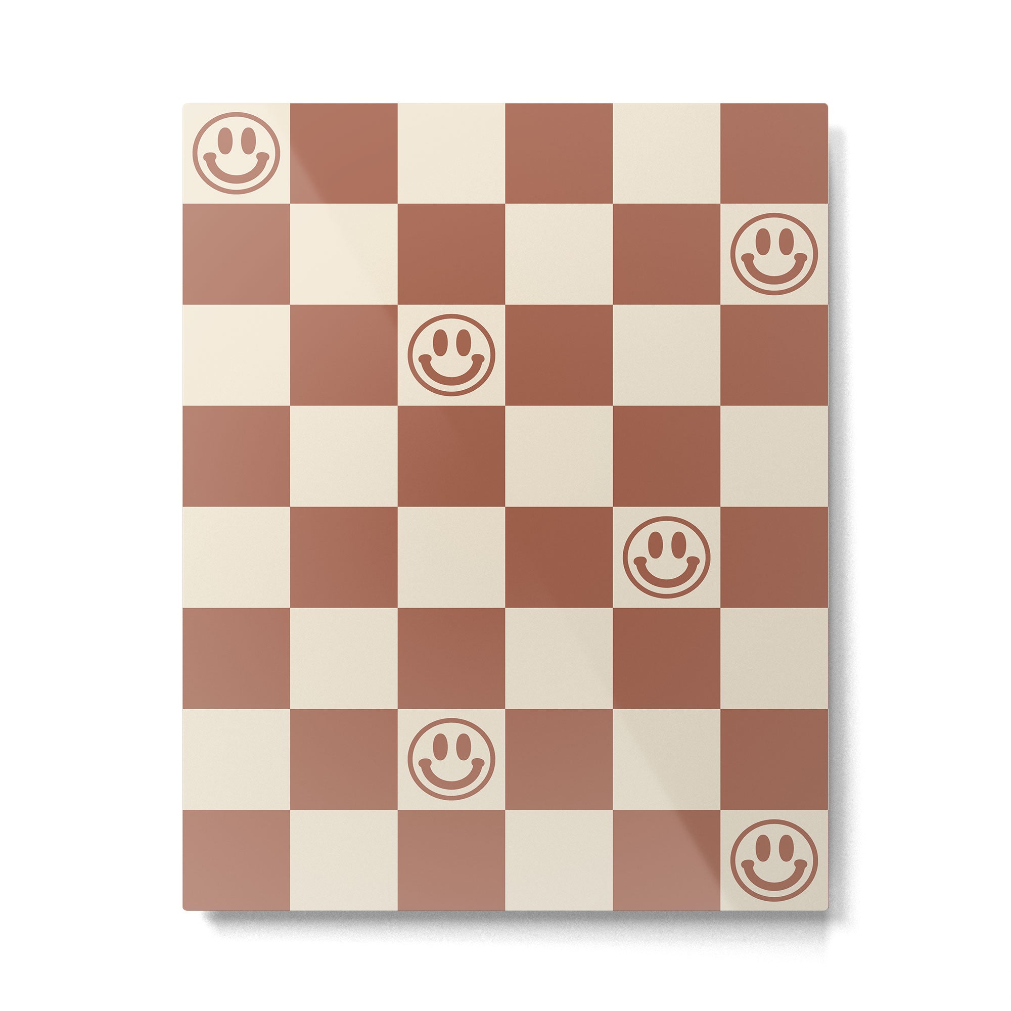 Smiley Face & Checkerboard (Milk Chocolate Colors) Metal Print Gallery Image 6