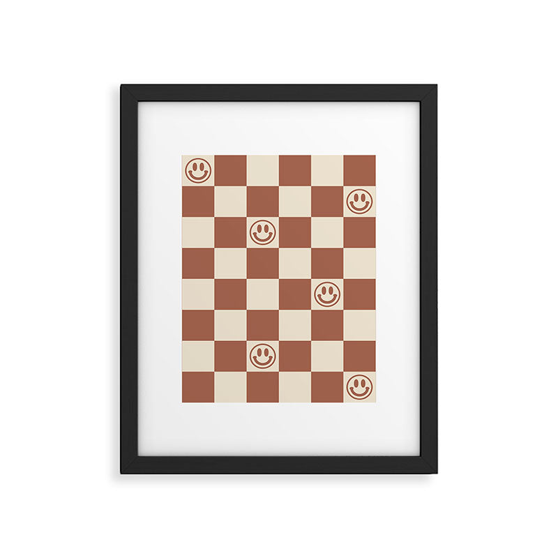 Smiley Face & Checkerboard (Milk Chocolate Colors) Framed Art Print Gallery Image 6