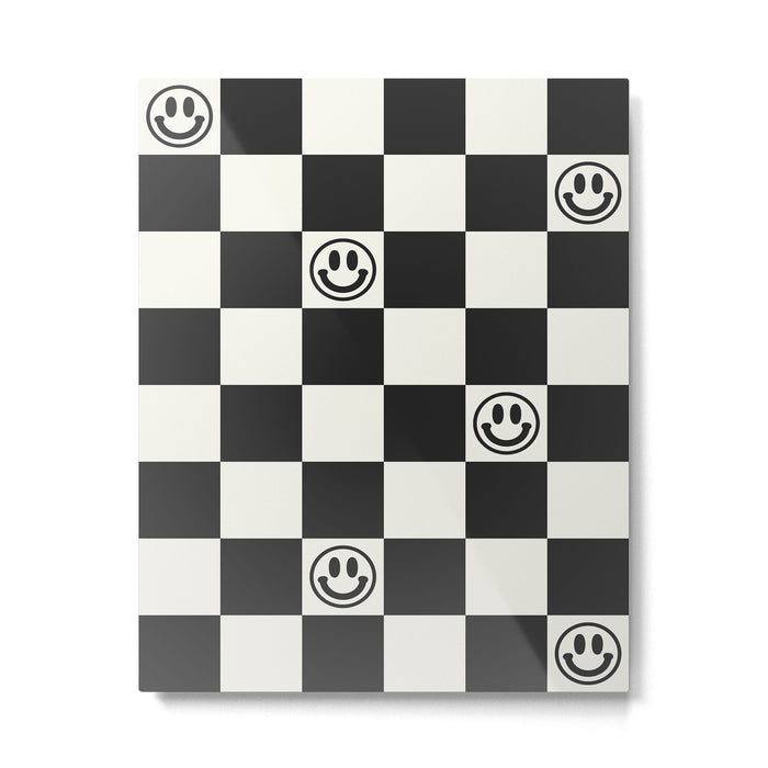Smiley Face & Checkerboard  Metal Print Gallery Image 1
