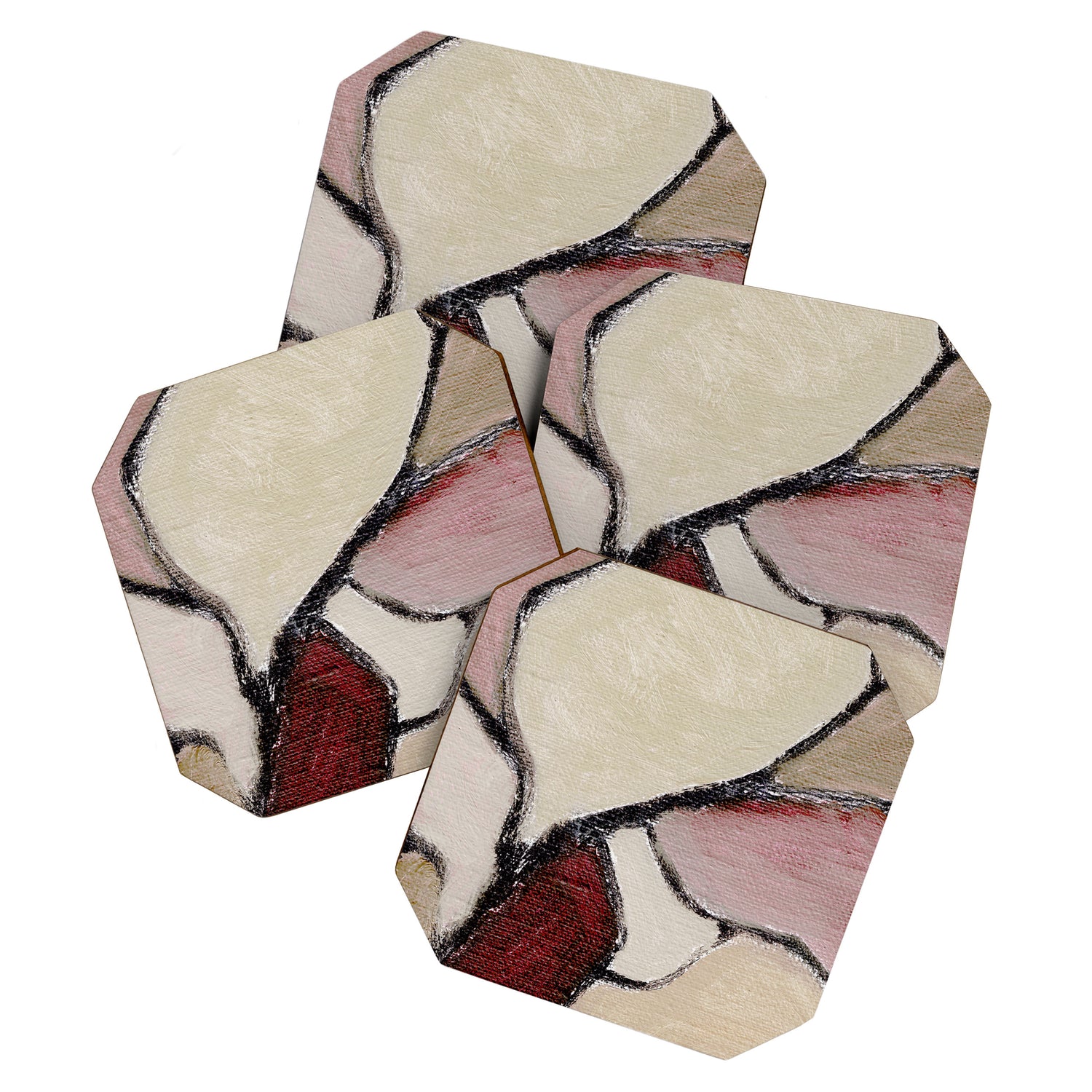 Abstract Oil Painting Maroon Mauve Taupe 2c34 Coaster Gallery Image 1