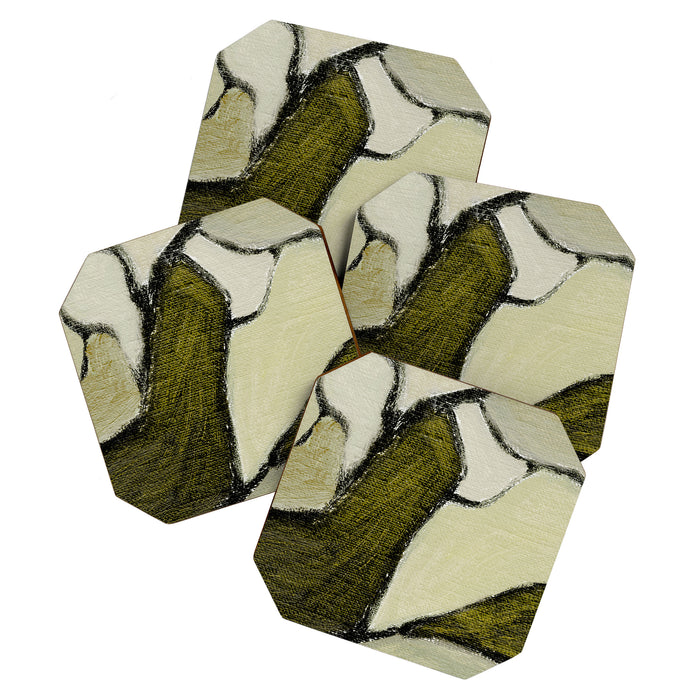 Olive Green Abstract Art Coaster Gallery Image 1