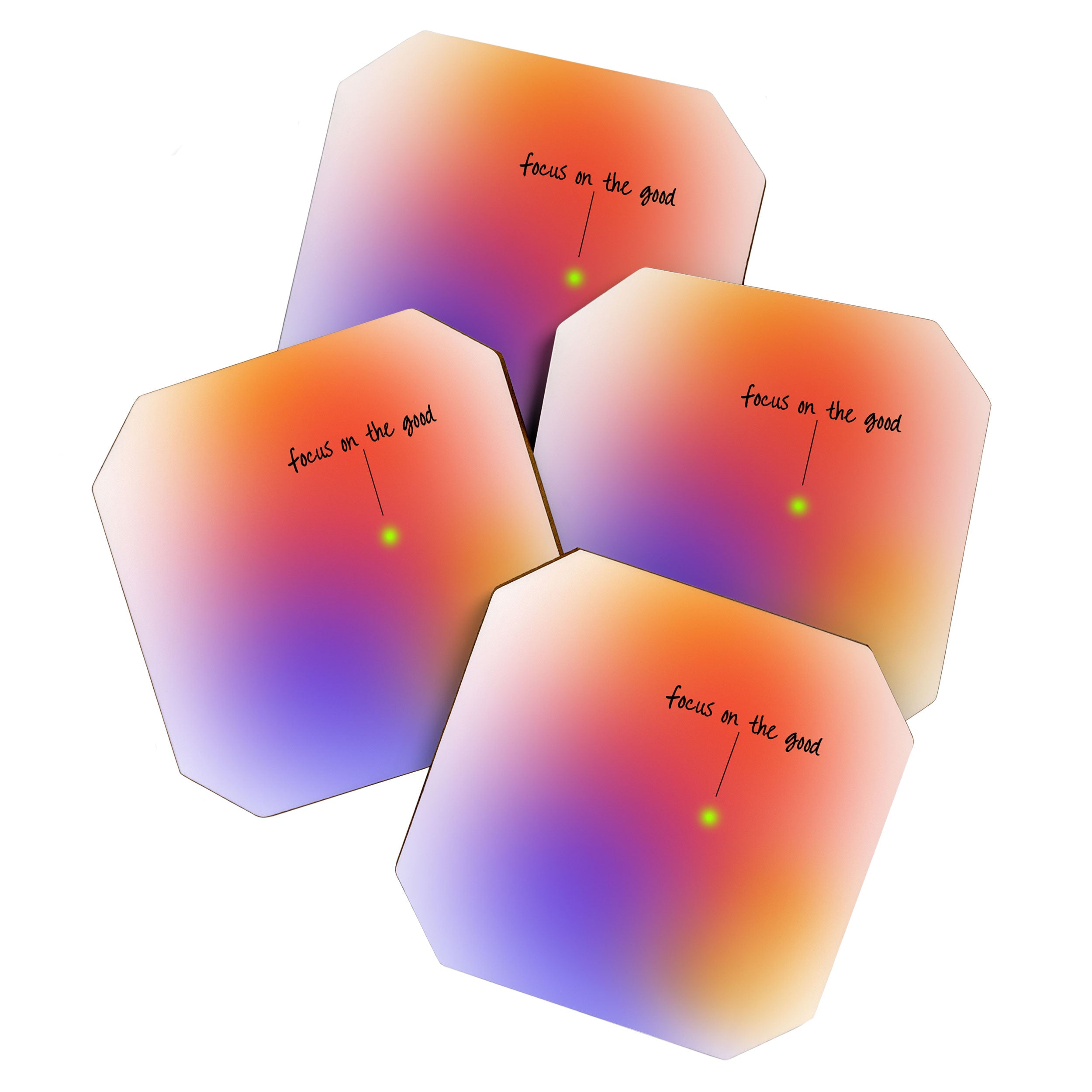 Focus On The Good: Aura-Gradient-Quote-Decor Coaster Gallery Image 1