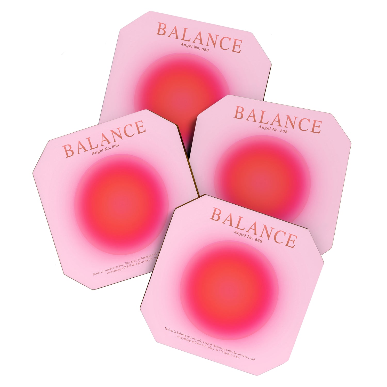 Gradient Angel Numbers: Angel Number 888 - Balance (Pink Palette) Coaster Gallery Image 1
