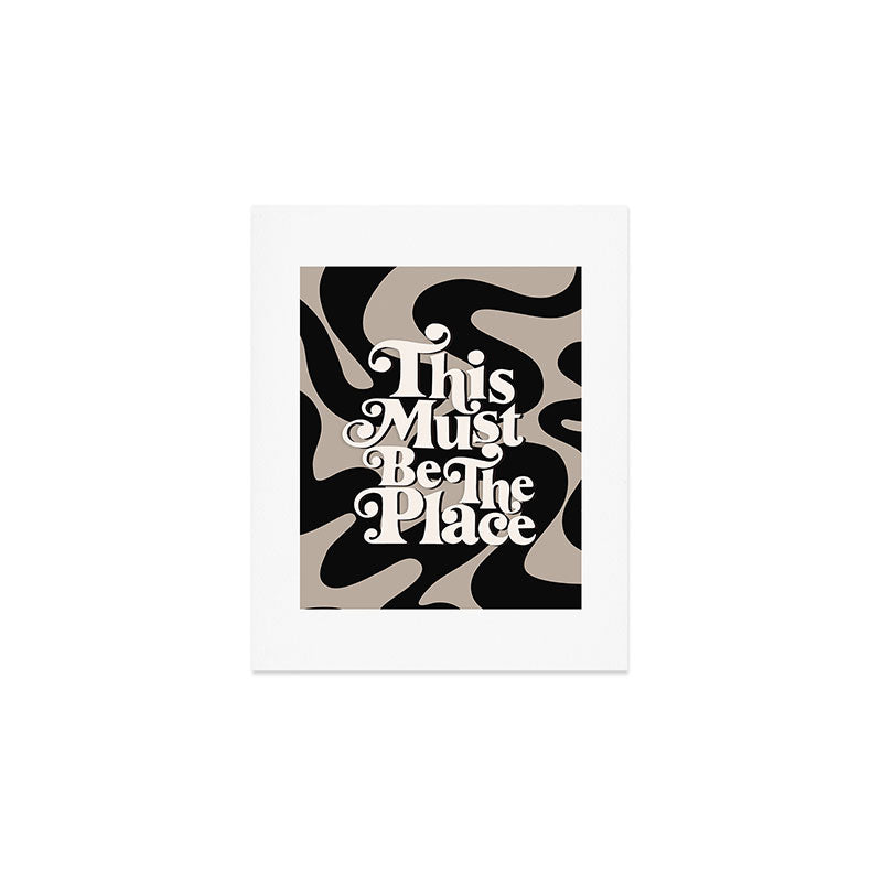 This Must Be The Place - 70s, Vintage, Retro, Abstract Pattern (Black & Beige) Art Print Gallery Image 1