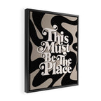 This Must Be The Place - 70s, Vintage, Retro, Abstract Pattern (Black & Beige) Framed Canvas Print Gallery Image 2