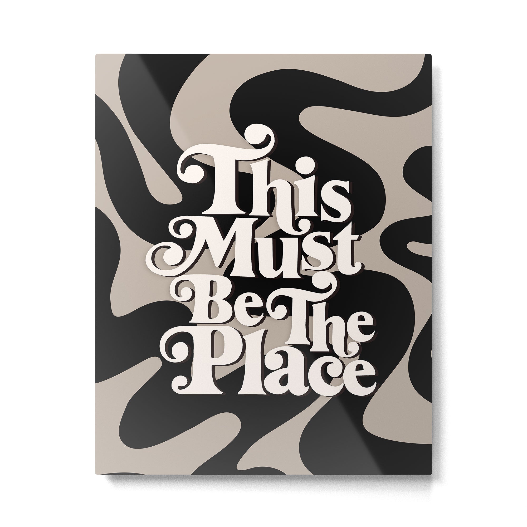 This Must Be The Place - 70s, Vintage, Retro, Abstract Pattern (Black & Beige) Metal Print Gallery Image 4