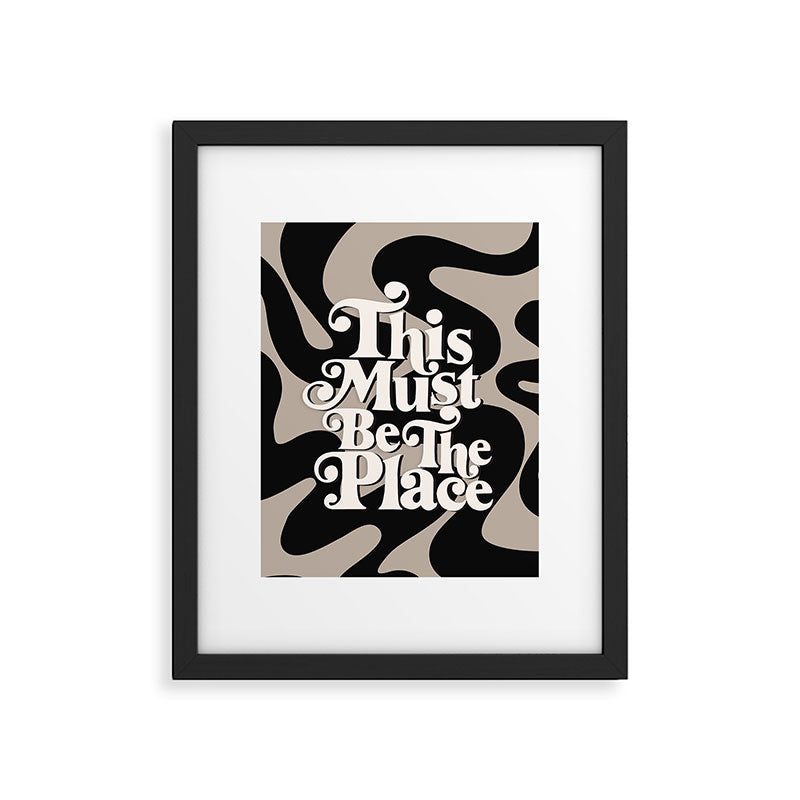 This Must Be The Place - 70s, Vintage, Retro, Abstract Pattern (Black & Beige) Framed Art Print Gallery Image 5