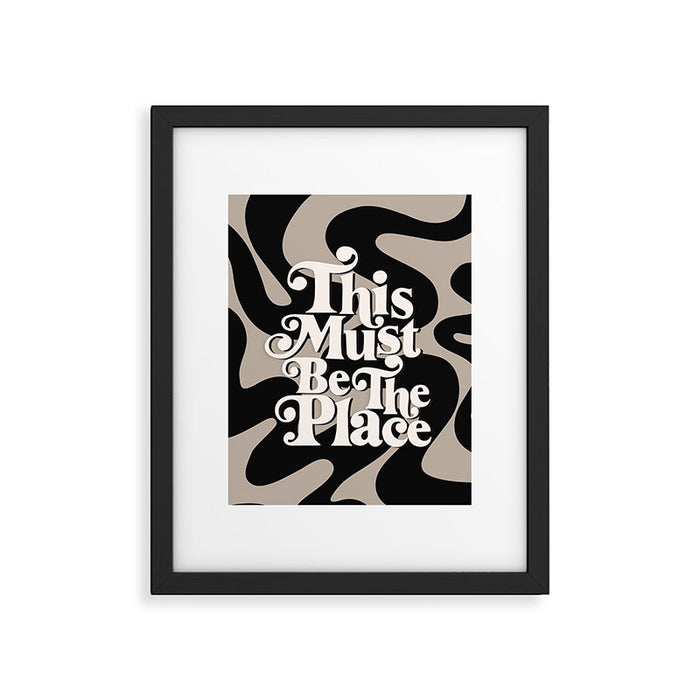 This Must Be The Place - 70s, Vintage, Retro, Abstract Pattern (Black & Beige) Framed Art Print Gallery Image 1