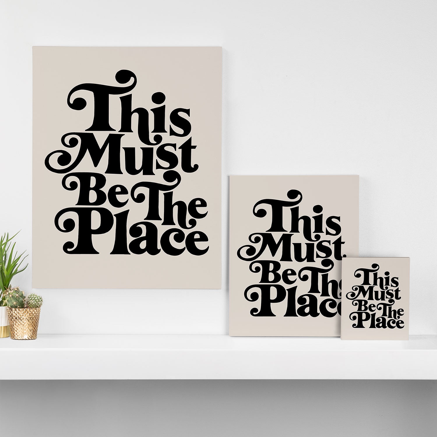 This Must Be The Place - Black & Beige Canvas Print Gallery Image 3