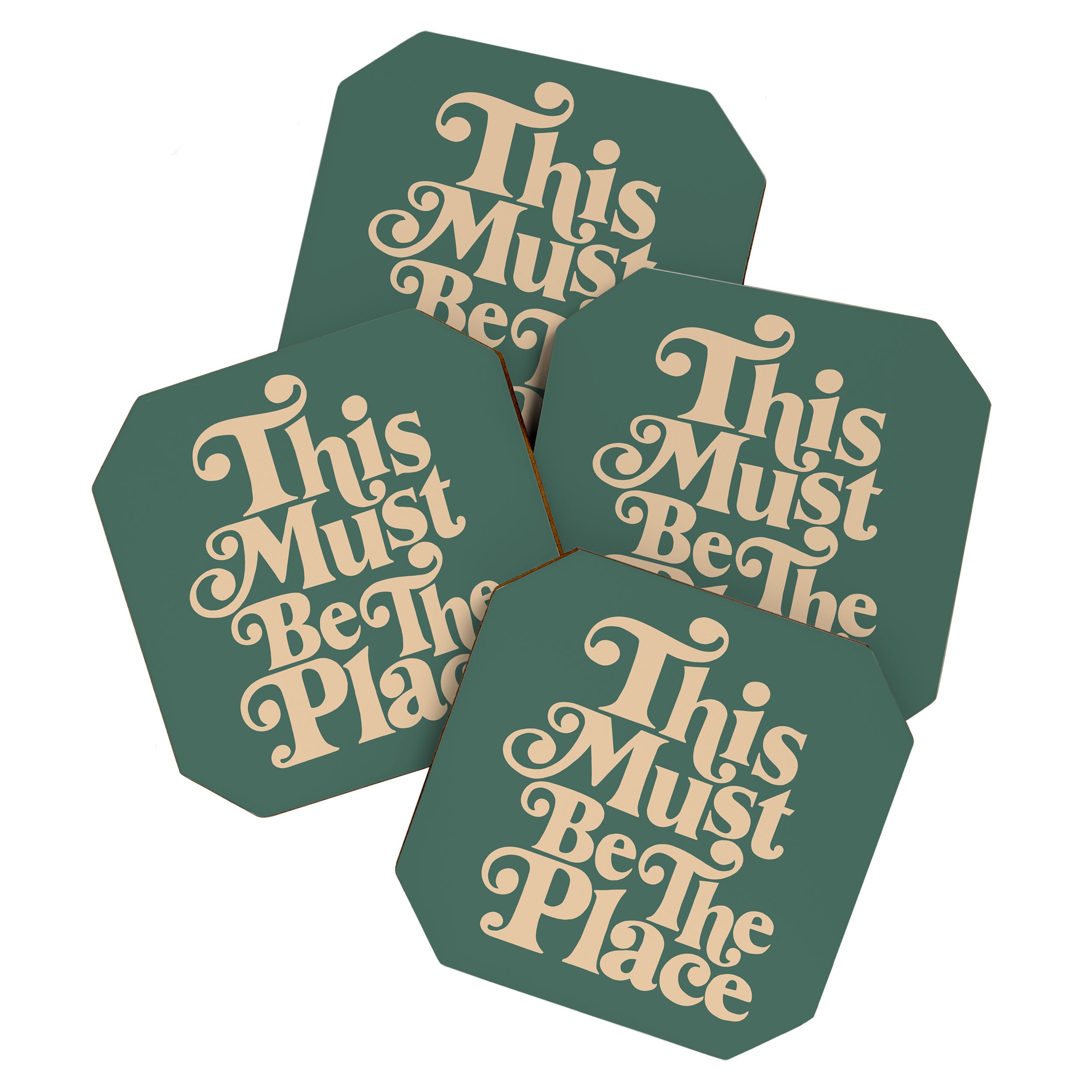 This Must Be The Place - Green & Beige Coaster Gallery Image 1