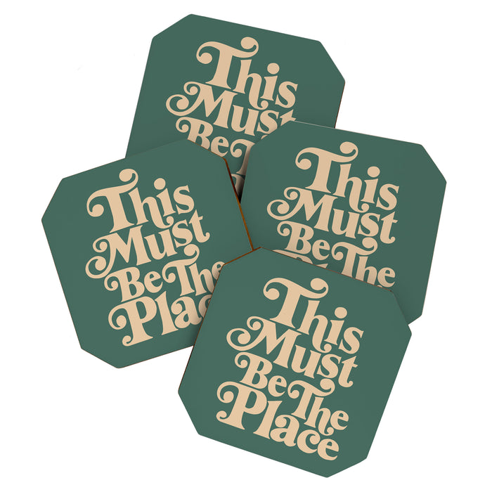 This Must Be The Place - Green & Beige Coaster Gallery Image 1