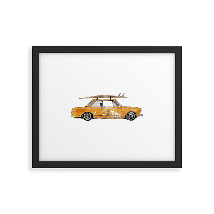 Old Yellow surf car Framed Art Print Gallery Image 1