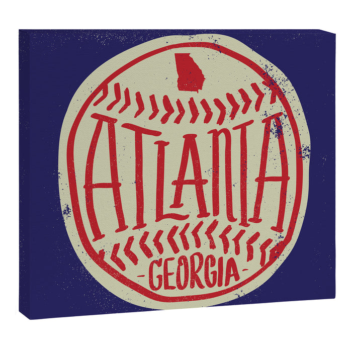 Atlanta Georgia Baseball - Hand Drawn, Script Typography Canvas Print Gallery Image 1
