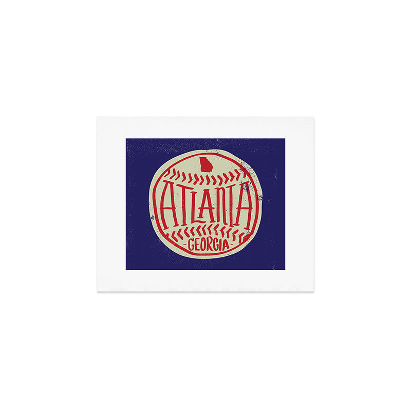Atlanta Georgia Baseball - Hand Drawn, Script Typography Art Print Gallery Image 1