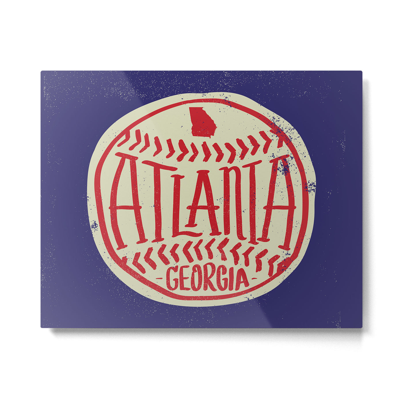 Atlanta Georgia Baseball - Hand Drawn, Script Typography Metal Print