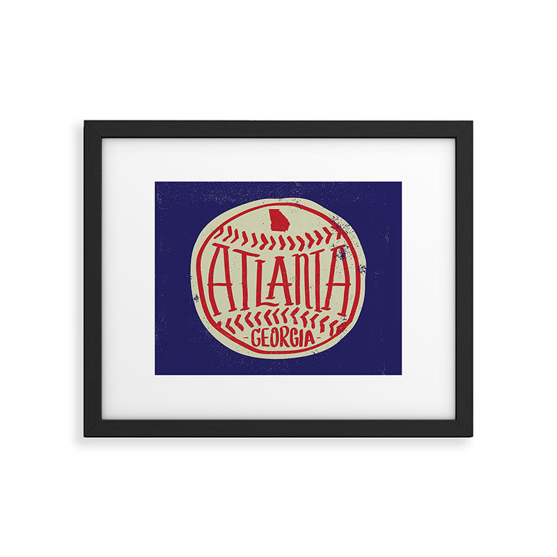 Atlanta Georgia Baseball - Hand Drawn, Script Typography Framed Art Print Gallery Image 4