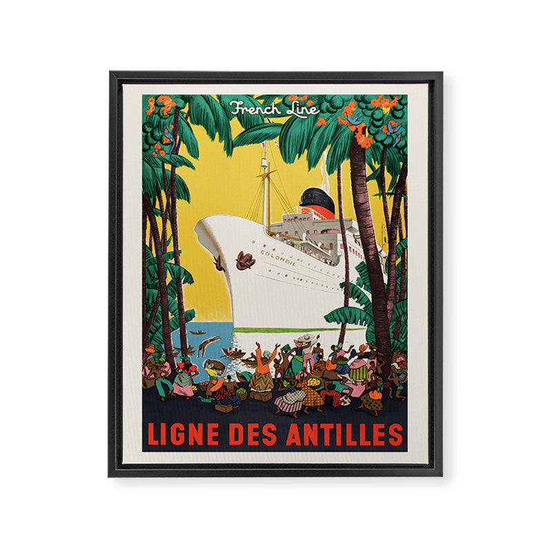 Antilles Vintage French Travel Poster, 1950 Framed Canvas Print Gallery Image 6
