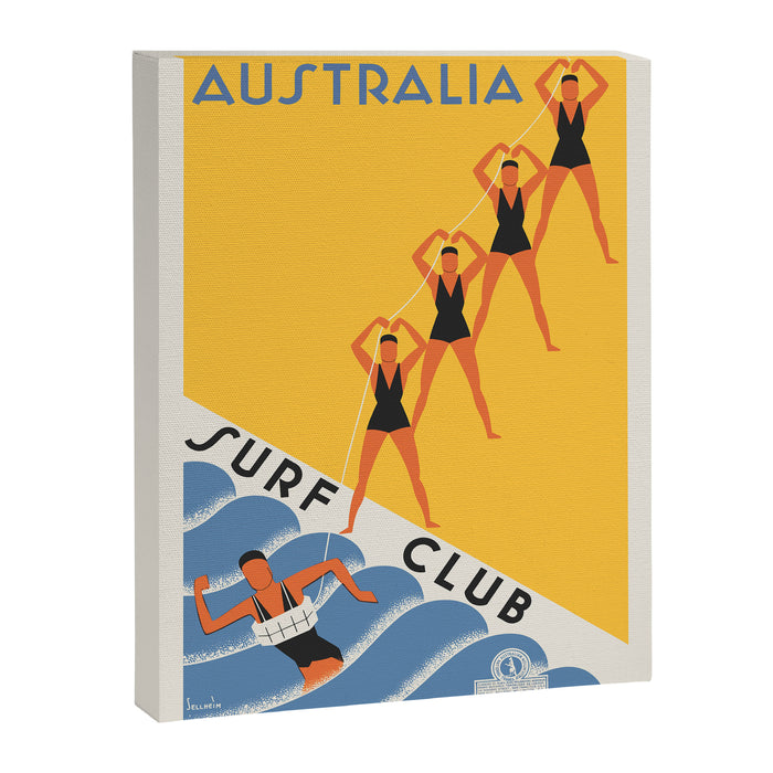 Art Deco Vintage Australia travel poster - Australia Surf Club, 1930s Canvas Print Gallery Image 1
